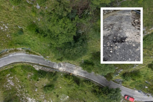 Monte Grappa, intervento urgente della Provincia sulla SP 141 per il crollo di materiale roccioso: strada temporaneamente chiusa al traffico