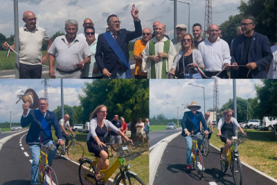 Castelfranco Veneto, Provincia e Comune tagliano il nastro per la nuova pista ciclabile sulla SP 102
